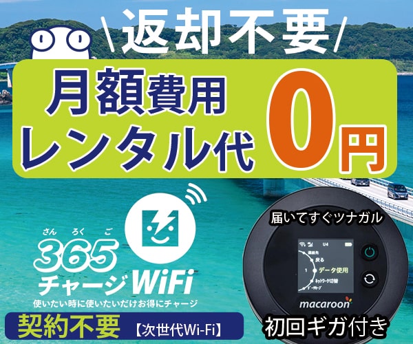 返却不要!月額0円プリペイド式【365チャージWiFi】
